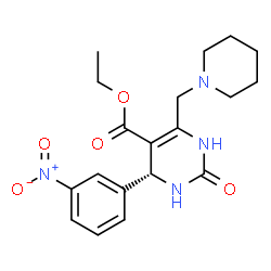 ChemSpider 2D Image | Ethyl (4R)-4-(3-nitrophenyl)-2-oxo-6-(1-piperidinylmethyl)-1,2,3,4-tetrahydro-5-pyrimidinecarboxylate | C19H24N4O5