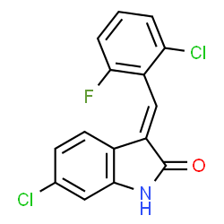 ChemSpider 2D Image | (3E)-6-Chloro-3-(2-chloro-6-fluorobenzylidene)-1,3-dihydro-2H-indol-2-one | C15H8Cl2FNO