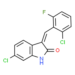 ChemSpider 2D Image | (3Z)-6-Chloro-3-(2-chloro-6-fluorobenzylidene)-1,3-dihydro-2H-indol-2-one | C15H8Cl2FNO