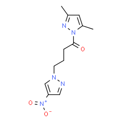 ChemSpider 2D Image | 1-(3,5-Dimethyl-1H-pyrazol-1-yl)-4-(4-nitro-1H-pyrazol-1-yl)-1-butanone | C12H15N5O3
