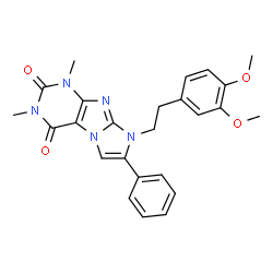 ChemSpider 2D Image | 8-[2-(3,4-Dimethoxyphenyl)ethyl]-1,3-dimethyl-7-phenyl-1H-imidazo[2,1-f]purine-2,4(3H,8H)-dione | C25H25N5O4