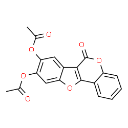 ChemSpider 2D Image | 6-Oxo-6H-[1]benzofuro[3,2-c]chromene-8,9-diyl diacetate | C19H12O7