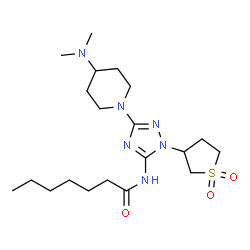 ChemSpider 2D Image | N-{3-[4-(Dimethylamino)-1-piperidinyl]-1-(1,1-dioxidotetrahydro-3-thiophenyl)-1H-1,2,4-triazol-5-yl}heptanamide | C20H36N6O3S