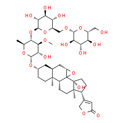 ChemSpider 2D Image | (3beta,5beta,7beta,8xi)-3-{[beta-D-Glucopyranosyl-(1->6)-beta-D-glucopyranosyl-(1->4)-6-deoxy-3-O-methyl-alpha-L-glucopyranosyl]oxy}-14-hydroxy-7,8-epoxycard-20(22)-enolide | C42H64O19