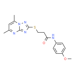 ChemSpider 2D Image | 3-[(5,7-Dimethyl[1,2,4]triazolo[1,5-a]pyrimidin-2-yl)sulfanyl]-N-(4-methoxyphenyl)propanamide | C17H19N5O2S