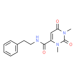 ChemSpider 2D Image | 1,3-Dimethyl-2,6-dioxo-N-(2-phenylethyl)-1,2,3,6-tetrahydro-4-pyrimidinecarboxamide | C15H17N3O3