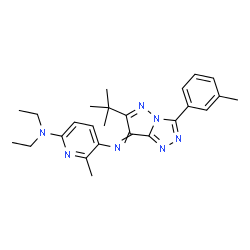ChemSpider 2D Image | N,N-Diethyl-6-methyl-5-{[3-(3-methylphenyl)-6-(2-methyl-2-propanyl)-7H-pyrazolo[5,1-c][1,2,4]triazol-7-ylidene]amino}-2-pyridinamine | C25H31N7