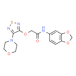 ChemSpider 2D Image | N-(1,3-Benzodioxol-5-yl)-2-{[4-(4-morpholinyl)-1,2,5-thiadiazol-3-yl]oxy}acetamide | C15H16N4O5S