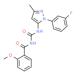 ChemSpider 2D Image | N-{[1-(3-Fluorophenyl)-3-methyl-1H-pyrazol-5-yl]carbamoyl}-2-methoxybenzamide | C19H17FN4O3
