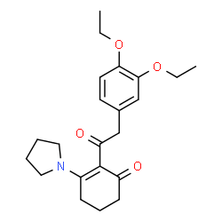 ChemSpider 2D Image | 2-[(3,4-Diethoxyphenyl)acetyl]-3-(1-pyrrolidinyl)-2-cyclohexen-1-one | C22H29NO4