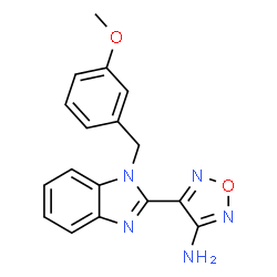 ChemSpider 2D Image | 4-[1-(3-Methoxybenzyl)-1H-benzimidazol-2-yl]-1,2,5-oxadiazol-3-amine | C17H15N5O2