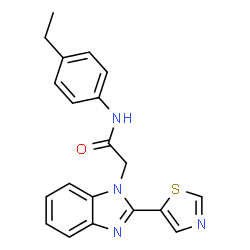 ChemSpider 2D Image | N-(4-Ethylphenyl)-2-[2-(1,3-thiazol-5-yl)-1H-benzimidazol-1-yl]acetamide | C20H18N4OS