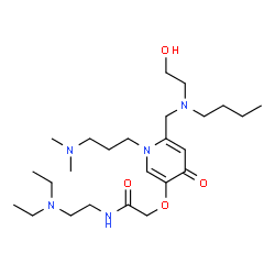 ChemSpider 2D Image | 2-[(6-{[Butyl(2-hydroxyethyl)amino]methyl}-1-[3-(dimethylamino)propyl]-4-oxo-1,4-dihydro-3-pyridinyl)oxy]-N-[2-(diethylamino)ethyl]acetamide | C25H47N5O4