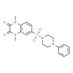 ChemSpider 2D Image | 1,4-Dimethyl-6-[(4-phenyl-1-piperazinyl)sulfonyl]-1,4-dihydro-2,3-quinoxalinedione | C20H22N4O4S