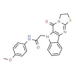 ChemSpider 2D Image | N-(4-Methoxyphenyl)-2-(5-oxo-2,3-dihydro[1,3]thiazolo[3',2':1,2]pyrimido[5,4-b]indol-6(5H)-yl)acetamide | C21H18N4O3S