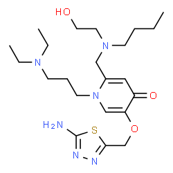ChemSpider 2D Image | 5-[(5-Amino-1,3,4-thiadiazol-2-yl)methoxy]-2-{[butyl(2-hydroxyethyl)amino]methyl}-1-[3-(diethylamino)propyl]-4(1H)-pyridinone | C22H38N6O3S