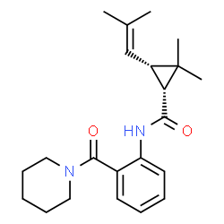 ChemSpider 2D Image | (1R,3S)-2,2-Dimethyl-3-(2-methyl-1-propen-1-yl)-N-[2-(1-piperidinylcarbonyl)phenyl]cyclopropanecarboxamide | C22H30N2O2