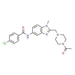 ChemSpider 2D Image | N-{2-[(4-Acetyl-1-piperazinyl)methyl]-1-methyl-1H-benzimidazol-5-yl}-4-chlorobenzamide | C22H24ClN5O2