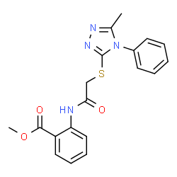 ChemSpider 2D Image | Methyl 2-({[(5-methyl-4-phenyl-4H-1,2,4-triazol-3-yl)sulfanyl]acetyl}amino)benzoate | C19H18N4O3S