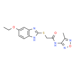 ChemSpider 2D Image | 2-[(5-Ethoxy-1H-benzimidazol-2-yl)sulfanyl]-N-(4-methyl-1,2,5-oxadiazol-3-yl)acetamide | C14H15N5O3S
