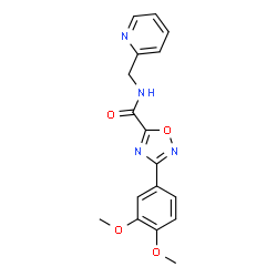 ChemSpider 2D Image | 3-(3,4-Dimethoxyphenyl)-N-(2-pyridinylmethyl)-1,2,4-oxadiazole-5-carboxamide | C17H16N4O4