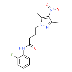 ChemSpider 2D Image | 4-(3,5-Dimethyl-4-nitro-1H-pyrazol-1-yl)-N-(2-fluorophenyl)butanamide | C15H17FN4O3