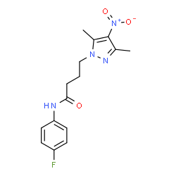 ChemSpider 2D Image | 4-(3,5-Dimethyl-4-nitro-1H-pyrazol-1-yl)-N-(4-fluorophenyl)butanamide | C15H17FN4O3