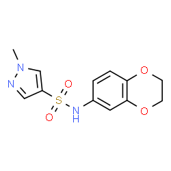 ChemSpider 2D Image | N-(2,3-dihydro-1,4-benzodioxin-6-yl)-1-methyl-4-pyrazolesulfonamide | C12H13N3O4S