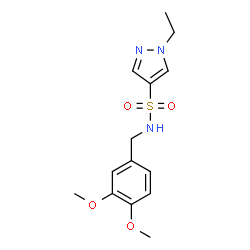 ChemSpider 2D Image | N-(3,4-Dimethoxybenzyl)-1-ethyl-1H-pyrazole-4-sulfonamide | C14H19N3O4S
