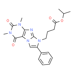 ChemSpider 2D Image | Isopropyl 4-(1,3-dimethyl-2,4-dioxo-7-phenyl-1,2,3,4-tetrahydro-8H-imidazo[2,1-f]purin-8-yl)butanoate | C22H25N5O4