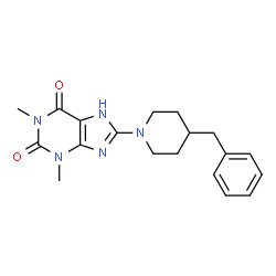 ChemSpider 2D Image | 8-(4-benzylpiperidin-1-yl)-1,3-dimethyl-1H-purine-2,6(3H,7H)-dione | C19H23N5O2