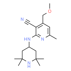 ChemSpider 2D Image | 4-(Methoxymethyl)-6-methyl-2-[(2,2,6,6-tetramethyl-4-piperidinyl)amino]nicotinonitrile | C18H28N4O