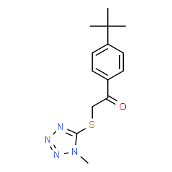 ChemSpider 2D Image | 1-[4-(2-Methyl-2-propanyl)phenyl]-2-[(1-methyl-1H-tetrazol-5-yl)sulfanyl]ethanone | C14H18N4OS