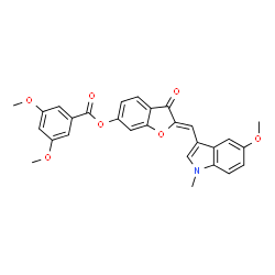 ChemSpider 2D Image | (2Z)-2-[(5-Methoxy-1-methyl-1H-indol-3-yl)methylene]-3-oxo-2,3-dihydro-1-benzofuran-6-yl 3,5-dimethoxybenzoate | C28H23NO7