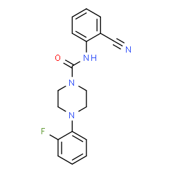 ChemSpider 2D Image | N-(2-Cyanophenyl)-4-(2-fluorophenyl)-1-piperazinecarboxamide | C18H17FN4O