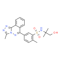 ChemSpider 2D Image | N-(1-Hydroxy-2-methyl-2-propanyl)-2-methyl-5-(3-methyl[1,2,4]triazolo[3,4-a]phthalazin-6-yl)benzenesulfonamide | C21H23N5O3S