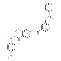 ChemSpider 2D Image | 3-(4-Methoxyphenoxy)-4-oxo-4H-chromen-7-yl 3-(benzoyloxy)benzoate | C30H20O8