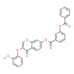 ChemSpider 2D Image | 3-(2-Methoxyphenoxy)-4-oxo-4H-chromen-7-yl 3-(benzoyloxy)benzoate | C30H20O8