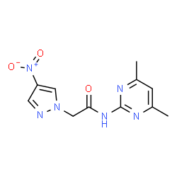 ChemSpider 2D Image | N-(4,6-Dimethyl-2-pyrimidinyl)-2-(4-nitro-1H-pyrazol-1-yl)acetamide | C11H12N6O3