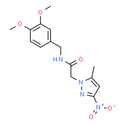 ChemSpider 2D Image | N-(3,4-Dimethoxybenzyl)-2-(5-methyl-3-nitro-1H-pyrazol-1-yl)acetamide | C15H18N4O5