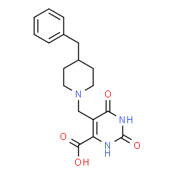 ChemSpider 2D Image | 5-[(4-Benzyl-1-piperidinyl)methyl]-2,6-dioxo-1,2,3,6-tetrahydro-4-pyrimidinecarboxylic acid | C18H21N3O4