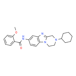 ChemSpider 2D Image | N-(2-Cyclohexyl-1,2,3,4-tetrahydropyrazino[1,2-a]benzimidazol-8-yl)-2-methoxybenzamide | C24H28N4O2
