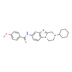 ChemSpider 2D Image | N-(2-Cyclohexyl-1,2,3,4-tetrahydropyrazino[1,2-a]benzimidazol-8-yl)-4-methoxybenzamide | C24H28N4O2