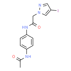 ChemSpider 2D Image | N-(4-Acetamidophenyl)-2-(4-iodo-1H-pyrazol-1-yl)acetamide | C13H13IN4O2