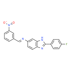 ChemSpider 2D Image | 2-(4-Fluorophenyl)-N-[(E)-(3-nitrophenyl)methylene]-1H-benzimidazol-5-amine | C20H13FN4O2