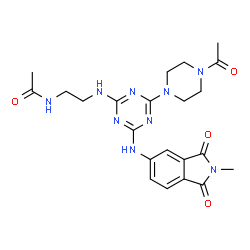 ChemSpider 2D Image | N-[2-({4-(4-Acetyl-1-piperazinyl)-6-[(2-methyl-1,3-dioxo-2,3-dihydro-1H-isoindol-5-yl)amino]-1,3,5-triazin-2-yl}amino)ethyl]acetamide | C22H27N9O4