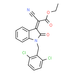 ChemSpider 2D Image | Ethyl (2Z)-cyano[1-(2,6-dichlorobenzyl)-2-oxo-1,2-dihydro-3H-indol-3-ylidene]acetate | C20H14Cl2N2O3