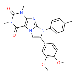 ChemSpider 2D Image | 7-(3,4-Dimethoxyphenyl)-1,3-dimethyl-8-(4-methylphenyl)-1H-imidazo[2,1-f]purine-2,4(3H,8H)-dione | C24H23N5O4
