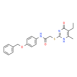 ChemSpider 2D Image | acetamide, 2-[(5-ethyl-4-hydroxy-6-methyl-2-pyrimidinyl)thio]-N-[4-(phenylmethoxy)phenyl]- | C22H23N3O3S