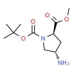 ChemSpider 2D Image | 1-tert-Butyl 2-methyl (2R,4S)-4-amino-1,2-pyrrolidinedicarboxylate | C11H20N2O4